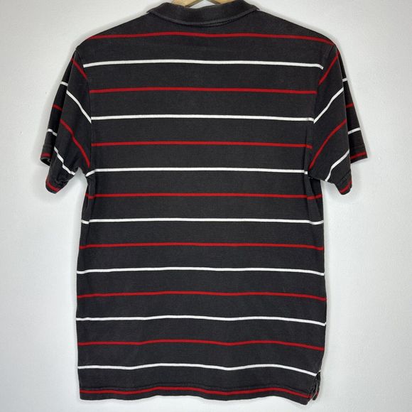 VTG 80’s OP Ocean Pacific Short Sleeve Stripes Polo Shirt Men’s Medium Gray Red - Picture 7 of 7